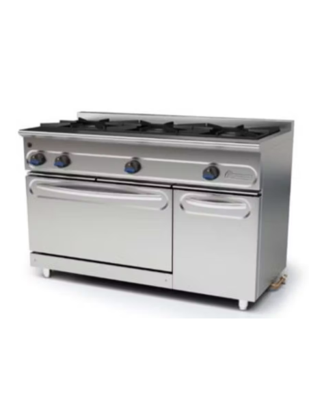 Cocina de gas de 3 fuegos con horno, 1200 x 550 x 850 mm, 22,4 kW