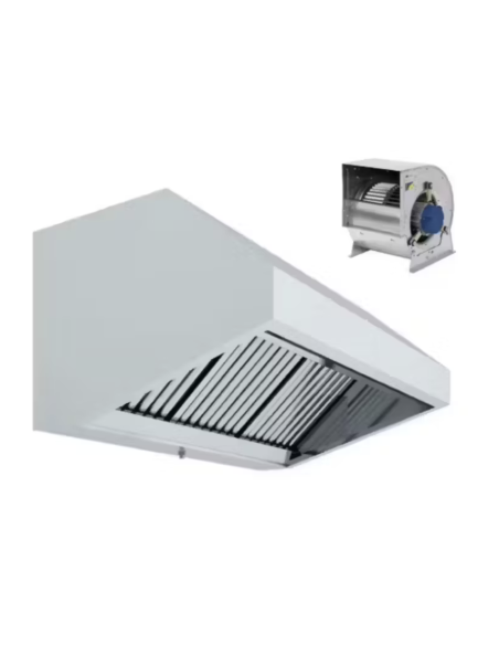 Campana extractora industrial de acero inoxidable con turbina 1000 x 800 x 680mm
