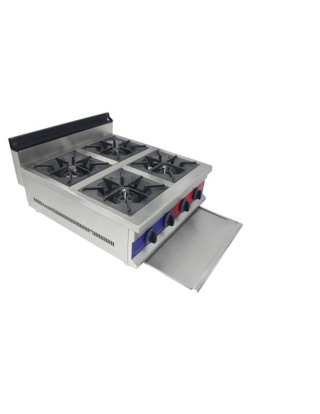 Cocina de encimera con Gas 4 fuegos , parrilla profesional industrial 720 x 825 x 420 mm