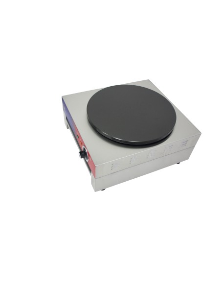 Crepera profesional electrica, 1 placa, acero inoxidable, recubierto teflón, 400 mm, 22.8 x 45 x 50 cm, hasta 300 °C, 3 kW