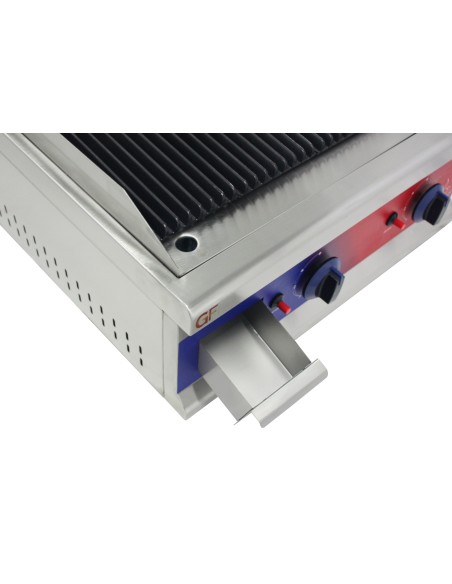 Barbacoa Parrilla de piedra de lava doble a gas 668 x 430 x 270 mm