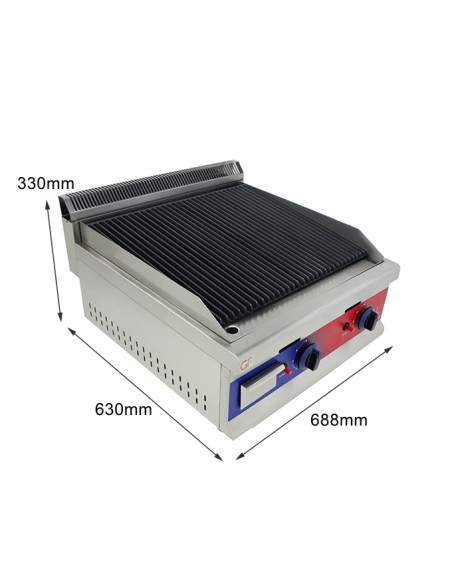 Barbacoa Parrilla de piedra de lava doble a gas 668 x 430 x 270 mm