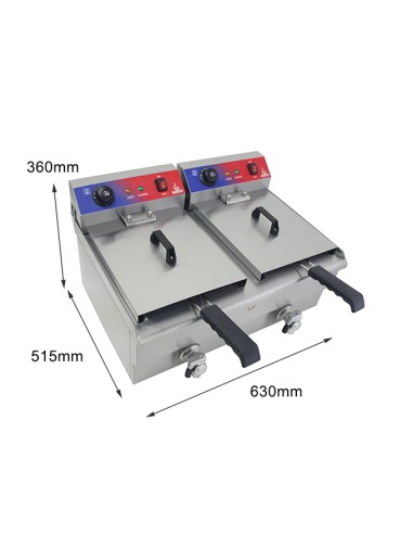 Freidora electrica 1 cubas 13 + 13 litros con...