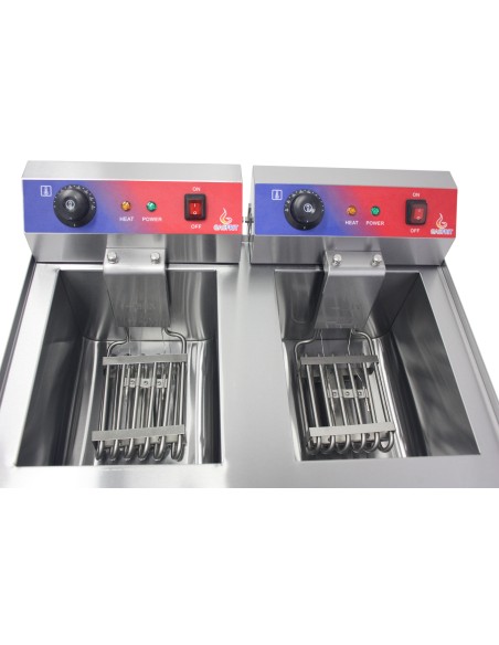 Freidora electrica 1 cubas 13 + 13 litros con grifo profesional industrial ultrarapida 10.000 w termostato E.G.O gran calidad