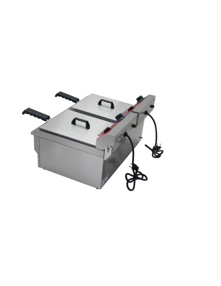 Freidora electrica 1 cubas 13 + 13 litros con grifo profesional industrial ultrarapida 10.000 w termostato E.G.O gran calidad