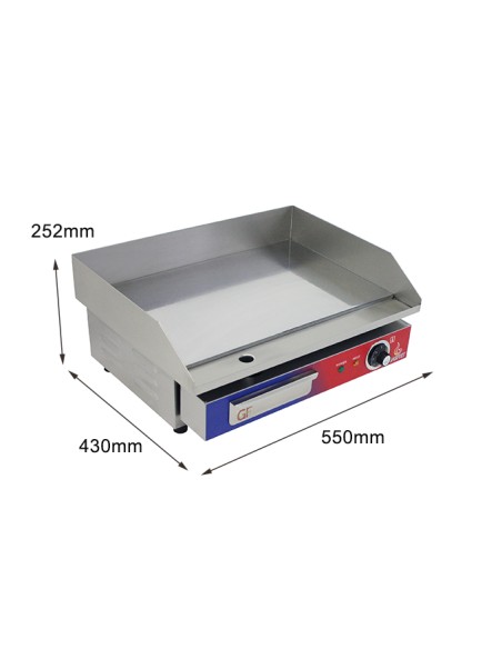Plancha electrica de cromo duro con termostato E.G.0 550 X 430 X 252 Mm