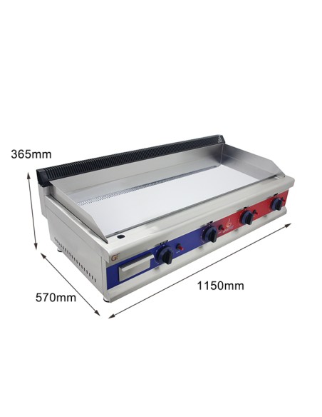 Gasfrit - Plancha de cromo duro de acero inoxidable a gas industrial para restaurante 1150 x 575 x 365 mm 12 kw