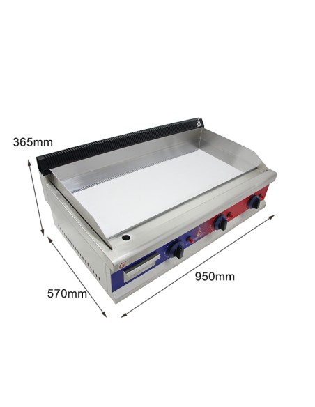 Gasfrit - Plancha de cromo duro de acero inoxidable a gas industrial para restaurante 950 x 575 x 365 mm 9 kw