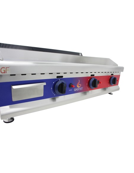 Gasfrit - Plancha de cromo duro de acero inoxidable a gas industrial para restaurante 950 x 575 x 365 mm 9 kw