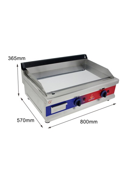 Gasfrit - Plancha de cromo duro de acero inoxidable a gas industrial para restaurante 800 x 575 x 365 mm 6 kw
