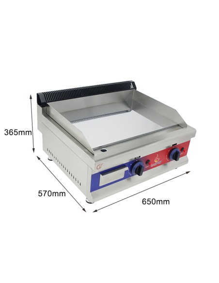 Plancha de cromo duro de acero inoxidable a gas industrial para restaurante 600 x 575 x 365 mm 6 kw
