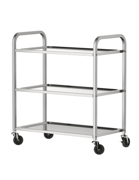 Carro de servicio industrial de acero inoxidable 3 estantes
