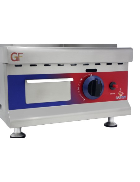 Plancha de cromo duro de acero inoxidable a gas industrial para restaurante 400 x 575 x 365 mm 3 kw