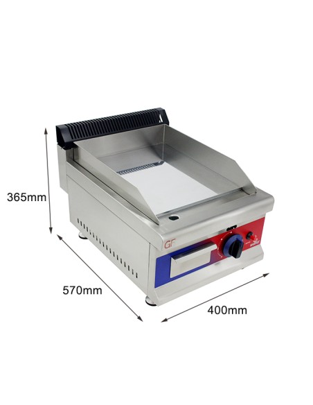 Plancha de cromo duro de acero inoxidable a gas industrial para restaurante 400 x 575 x 365 mm 3 kw