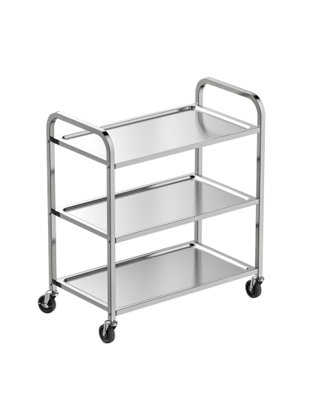 Carro de servicio industrial de acero inoxidable 3 estantes