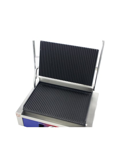 Grill eléctrico plancha de contacto grande profesional de 430 x 370 x 210 mm con termostato E.G.O