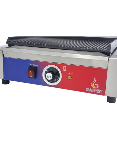 Grill eléctrico plancha de contacto grande profesional de 430 x 370 x 210 mm con termostato E.G.O