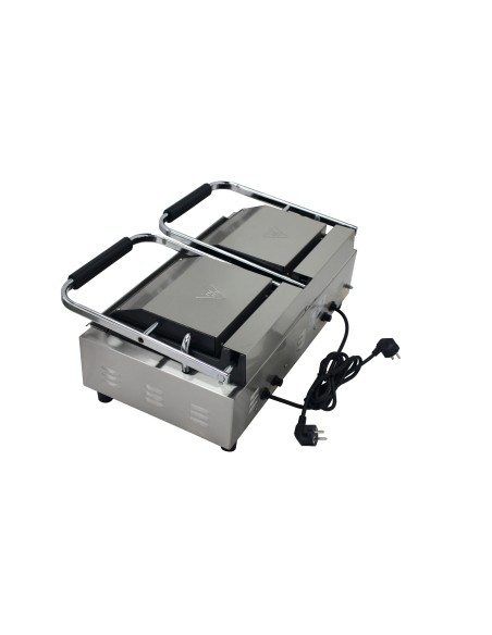 Grill eléctrico plancha de contacto doble profesional de 565 x 370 x 210 mm con termostato E.G.O