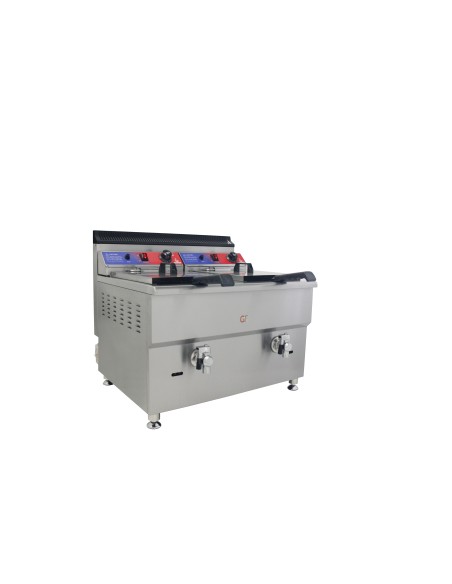 Freidora a Gas con grifo de 17 + 17 litros de 680x670x650 mm con termostato EGO