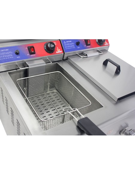 Freidora a Gas con grifo de 17 + 17 litros de 680x670x650 mm con termostato EGO