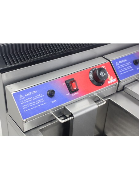 Freidora a Gas con grifo de 17 + 17 litros de 680x670x650 mm con termostato EGO
