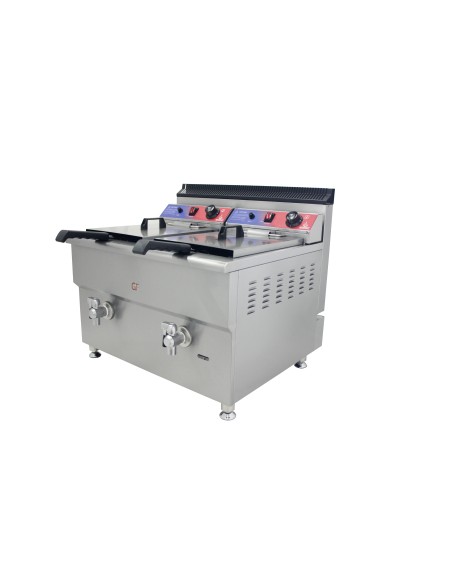 Freidora a Gas con grifo de 17 + 17 litros de 680x670x650 mm con termostato EGO