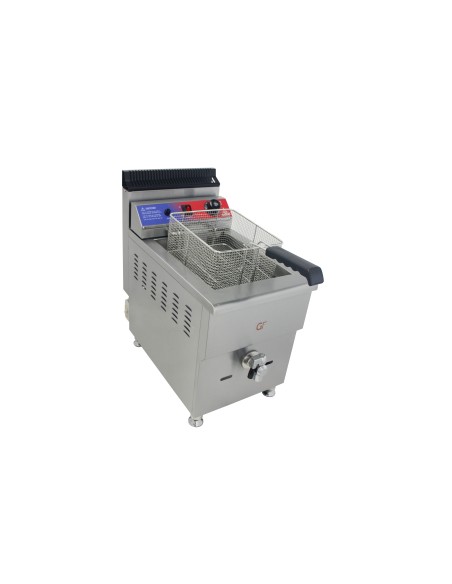 Freidora a Gas con grifo de 17 litros de 340x670x650 mm termostato EGO