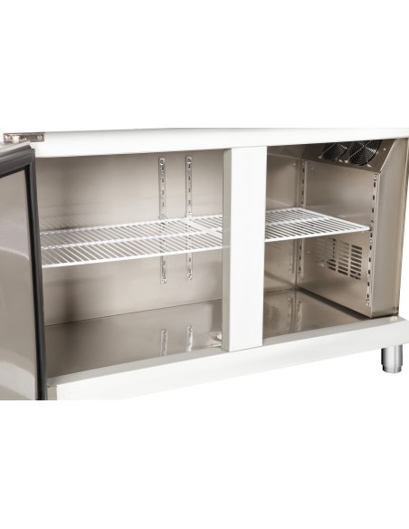 Mesa refrigerada , bajo mostrador 2 puertas de acero ventilada mural, 1500 x 600 x 850 + 100 mm alta calidad