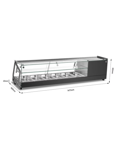 vitrina refrigerada para tapas de 6 bandejas dos plantas 1510 x 395 x 375 mm