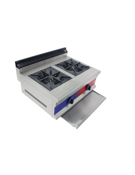 Cocina de encimera con Gas 2 fuegos , parrilla profesional industrial 720 x 475 x 420 mm