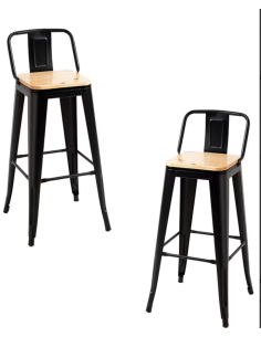 Juego de 2 Taburetes de Bar Industriales | Metal Blanco...
