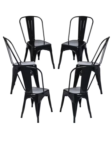 Set 6 Sillas Industriales de Metal  | Apilables...