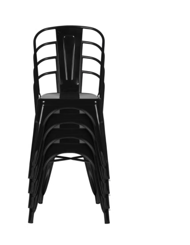 Set 6 Sillas Industriales de Metal  | Apilables...