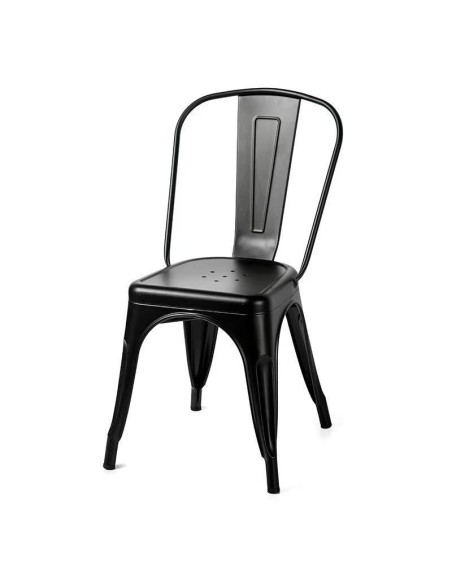 Set 4 Sillas Industriales de Metal  | Apilables | Estilo Moderno Industrial | Capacidad 200 kg | Color Negro/Blanc