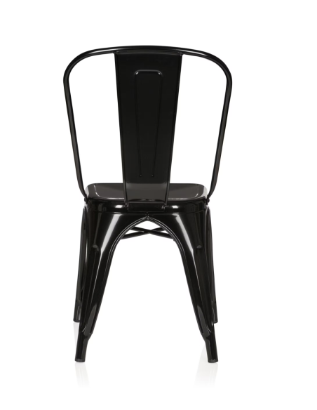 Set 4 Sillas Industriales de Metal  | Apilables | Estilo Moderno Industrial | Capacidad 200 kg | Color Negro/Blanc