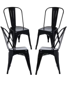 Set 4 Sillas Industriales de Metal  | Apilables | Estilo...