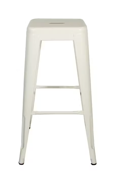 Taburete Tolix Blanco | Altura 75 cm | Acero Galvanizado | Estilo Industrial | Apilable | Uso Interior