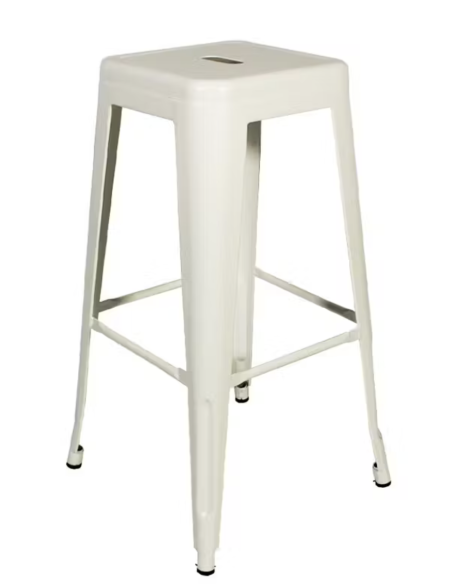 Taburete Tolix Blanco | Altura 75 cm | Acero Galvanizado | Estilo Industrial | Apilable | Uso Interior