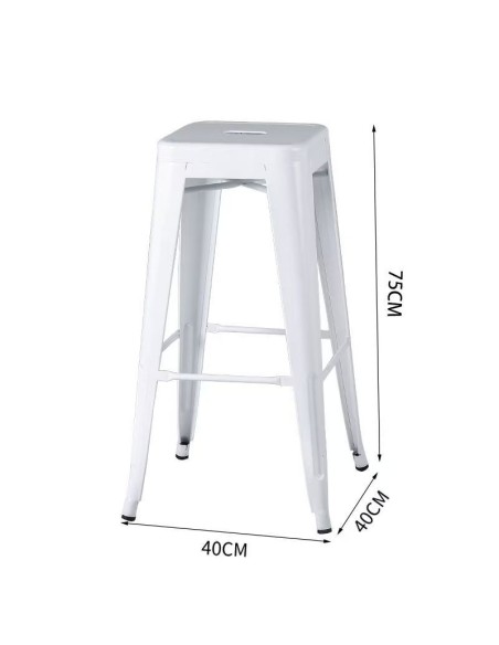 Taburete Tolix Blanco | Altura 75 cm | Acero Galvanizado | Estilo Industrial | Apilable | Uso Interior