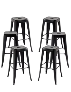 Taburete Tolix Negro | Altura 75 cm | Acero Galvanizado |...