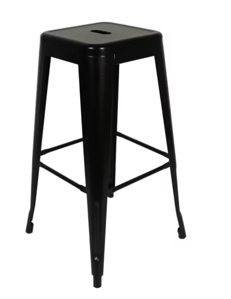Taburete Tolix Negro | Altura 75 cm | Acero Galvanizado | Estilo Industrial | Apilable | Uso Interior