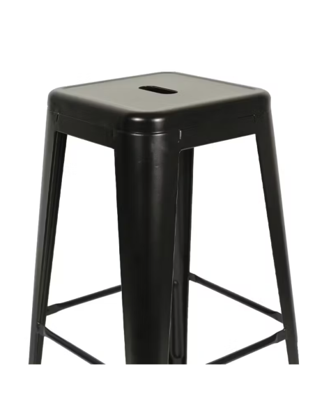 Taburete Tolix Negro | Altura 75 cm | Acero Galvanizado | Estilo Industrial | Apilable | Uso Interior