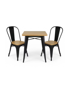 Juego de Mesa y 2 Sillas Industrial Factory | Metal Negro...
