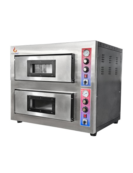 Horno de Pizza Eléctrico Profesional Gasfrit | 2 Cámaras | 8 Pizzas Ø33 cm | Piedra Refractaria | 9,6 kW | 50–500 °C