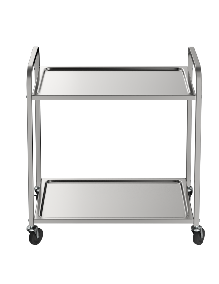 Carro de Servicio Gasfrit | 2 Estantes de Acero Inoxidable | Capacidad 100 kg | Carro Auxiliar Profesional Silencioso con Ruedas