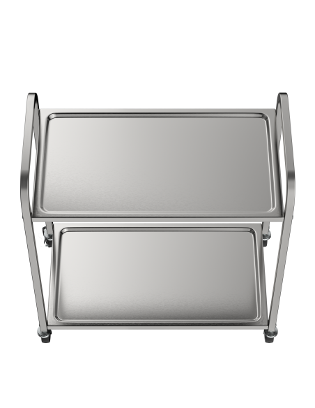 Carro de Servicio Gasfrit | 2 Estantes de Acero Inoxidable | Capacidad 100 kg | Carro Auxiliar Profesional Silencioso con Ruedas