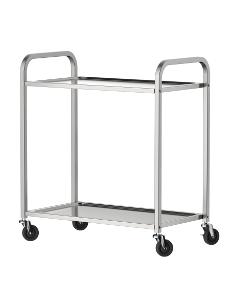 Carro de Servicio Gasfrit | 2 Estantes de Acero Inoxidable | Capacidad 100 kg | Carro Auxiliar Profesional Silencioso con Ruedas
