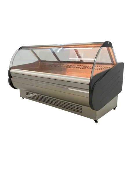 Vitrina Charcutera Color acero– 2000 x 1050 x 1200 mm – Refrigeración Ventilada– Cristal Curvo