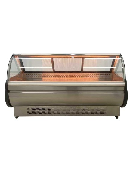 Vitrina Charcutera Color acero– 2000 x 1050 x 1200 mm – Refrigeración Ventilada– Cristal Curvo