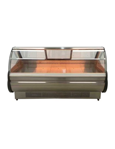 Vitrina Charcutera Color acero– 2000 x 1050 x 1200 mm – Refrigeración Ventilada– Cristal Curvo